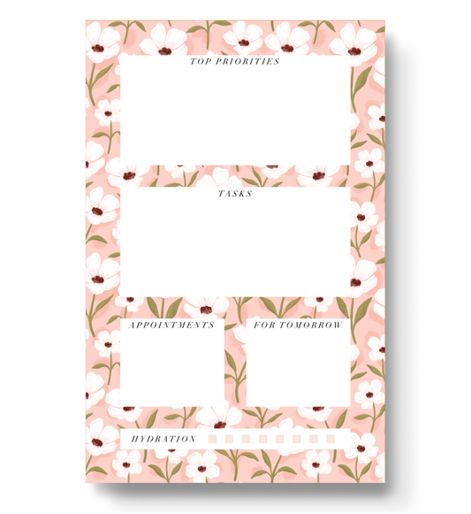 White Anemone Daily Planner Notepad, 8.5x5.5 in.